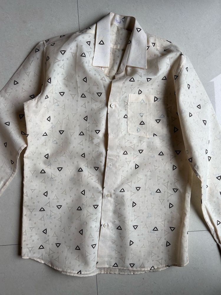 Men's Cream Triangle Print Shirt