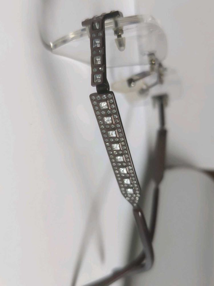 Rimless Eyeglasses with Crystal Accents
