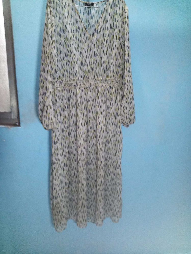 Printed Transparent Midi Dress
