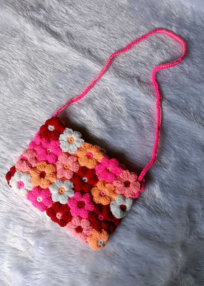 Floral Crochet Crossbody Bag