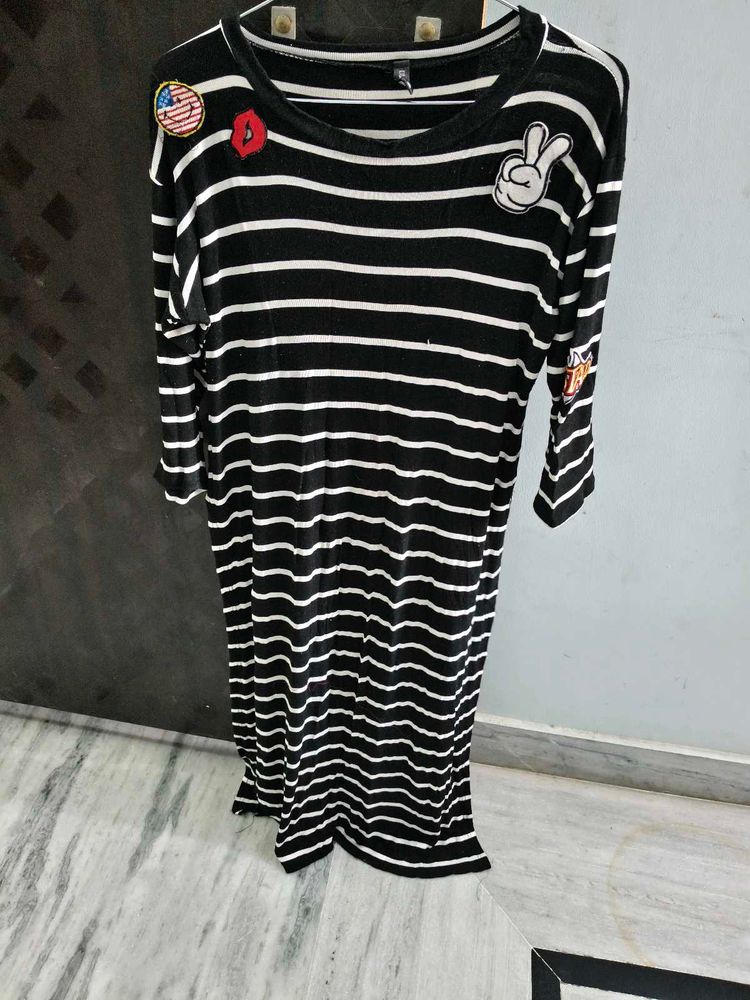 Striped Casual Top with Patches