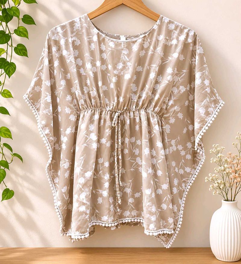 Boho Floral Print Kaftan Top
