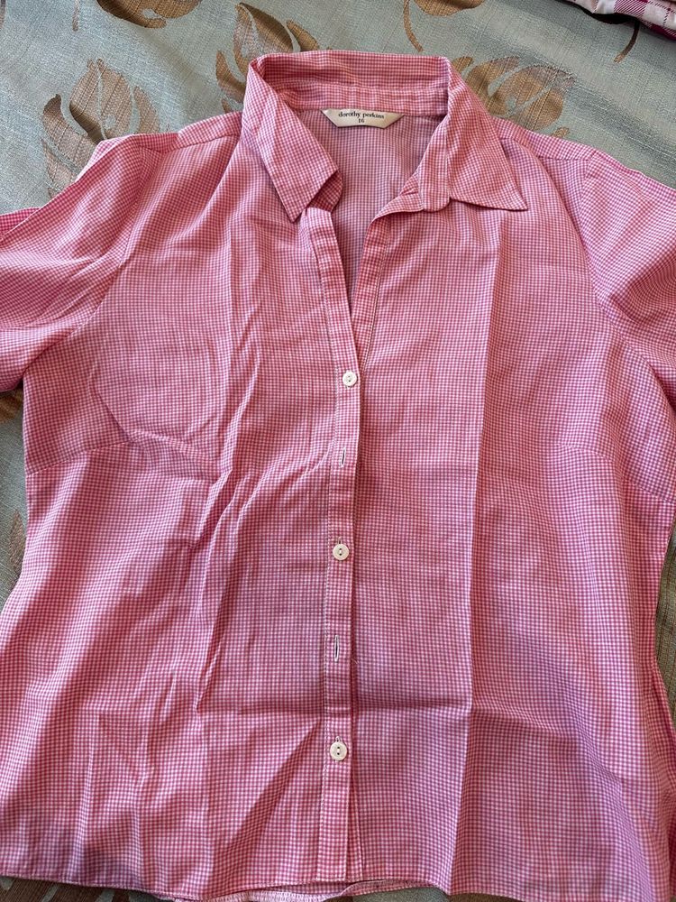 Pink Gingham Button-Up Shirt