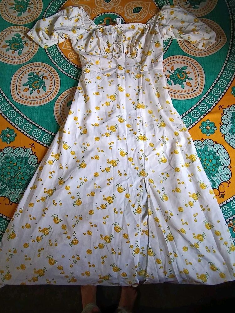 Summer Floral Slit Dress (S)