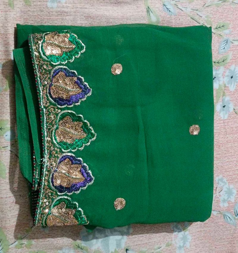 Embellished Green Saree