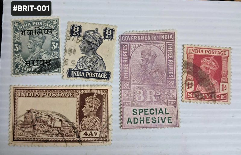 5 Vintage BRITISH INDIA Postage Stamps