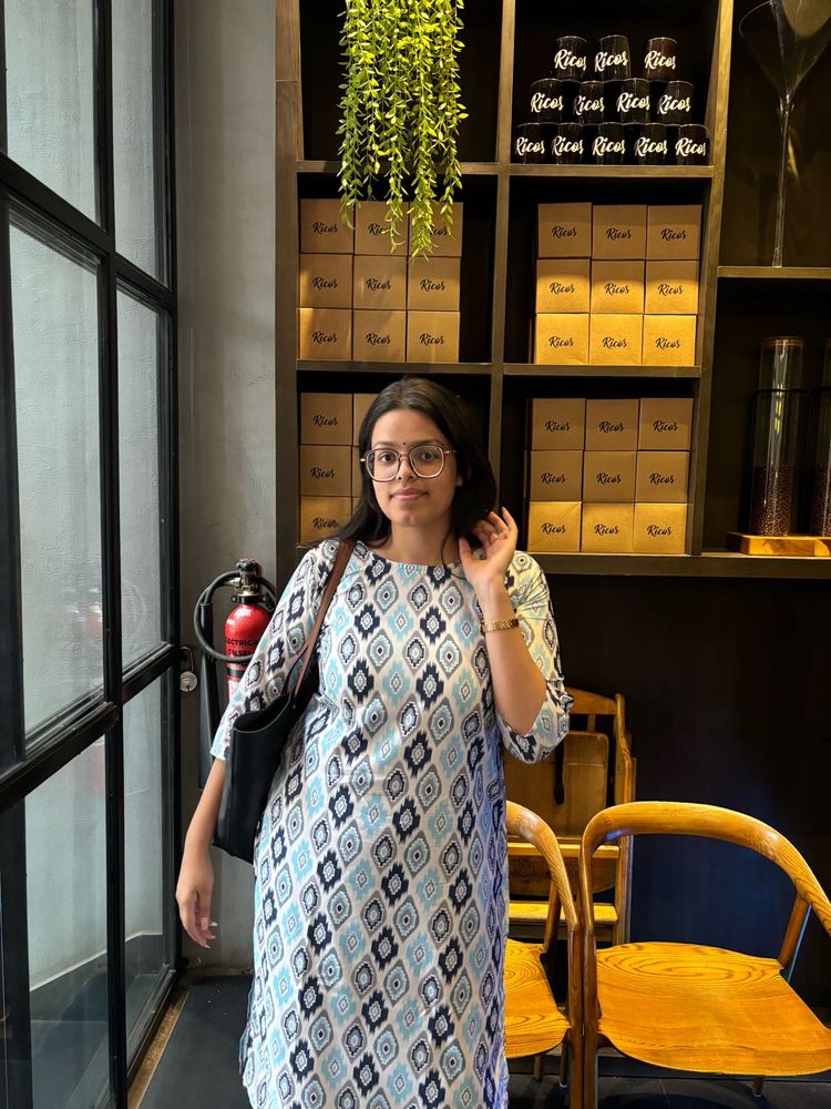 Blue Geometric Print Kurta