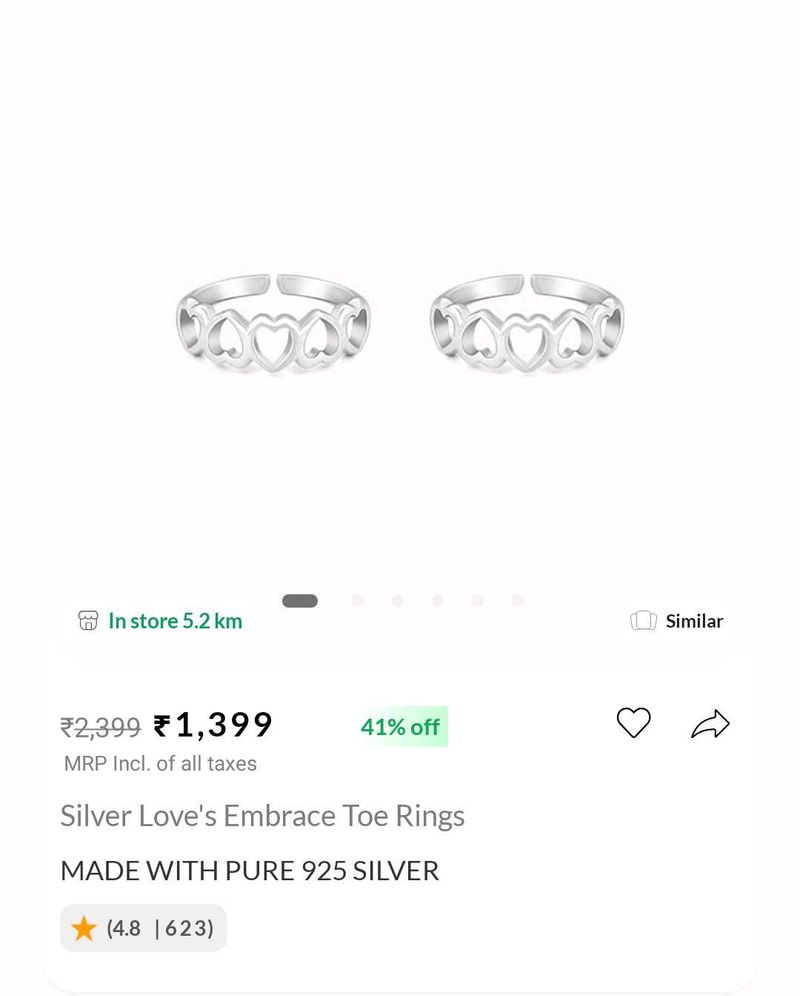 Pure 925 Silver Toe Rings
