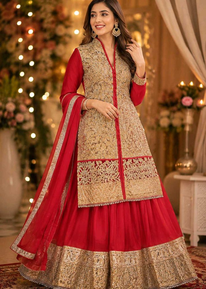 Red and Golden Lehenga Set