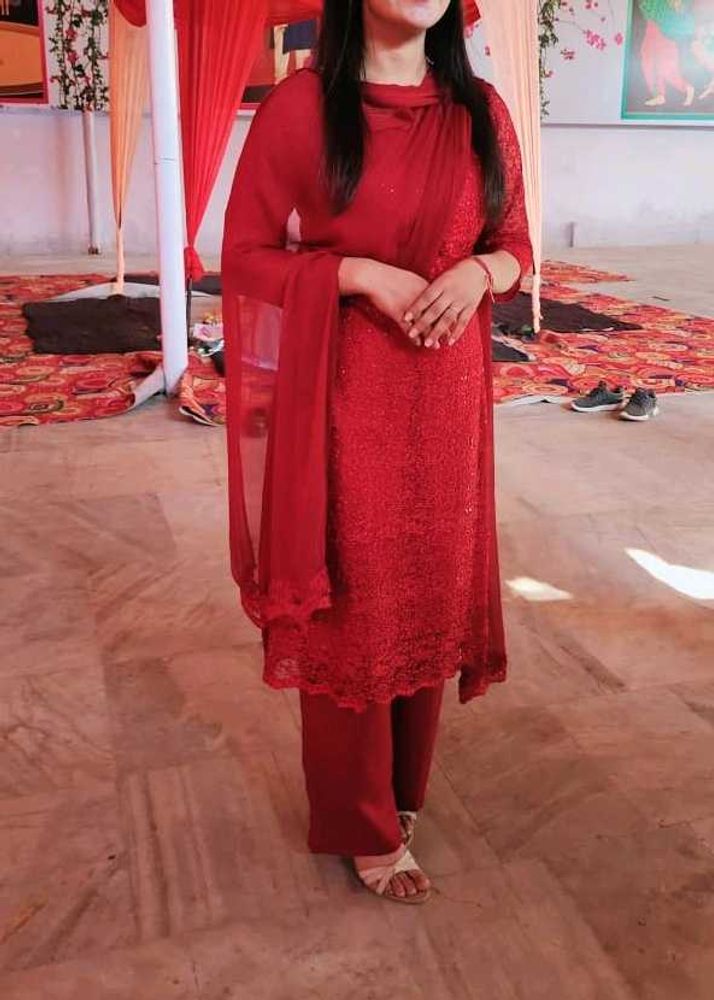 Elegant Red Kurta Set with Dupatta