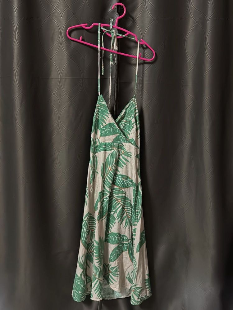 Tropical Leaf Print Midi Dress32-34