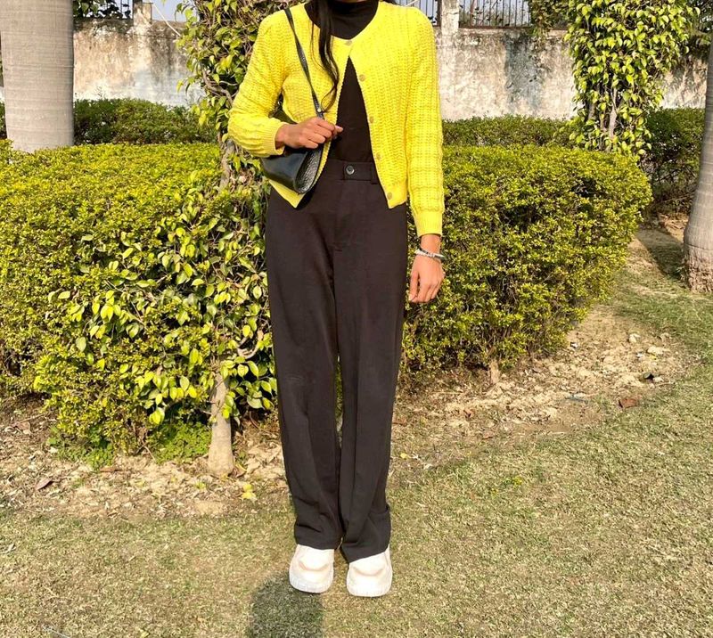 Pinteresty Korean Yellow Knit Cardigan