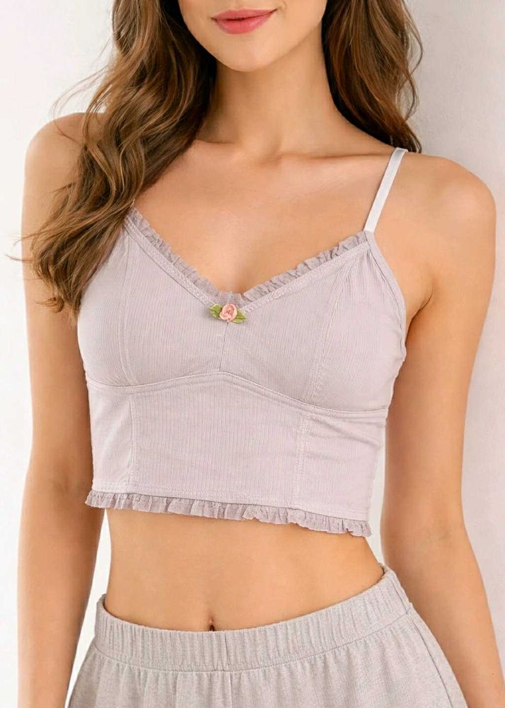 Pink Stripe Frill Strap Bralette