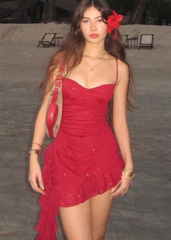 Sparkly Red Mini Dress💋