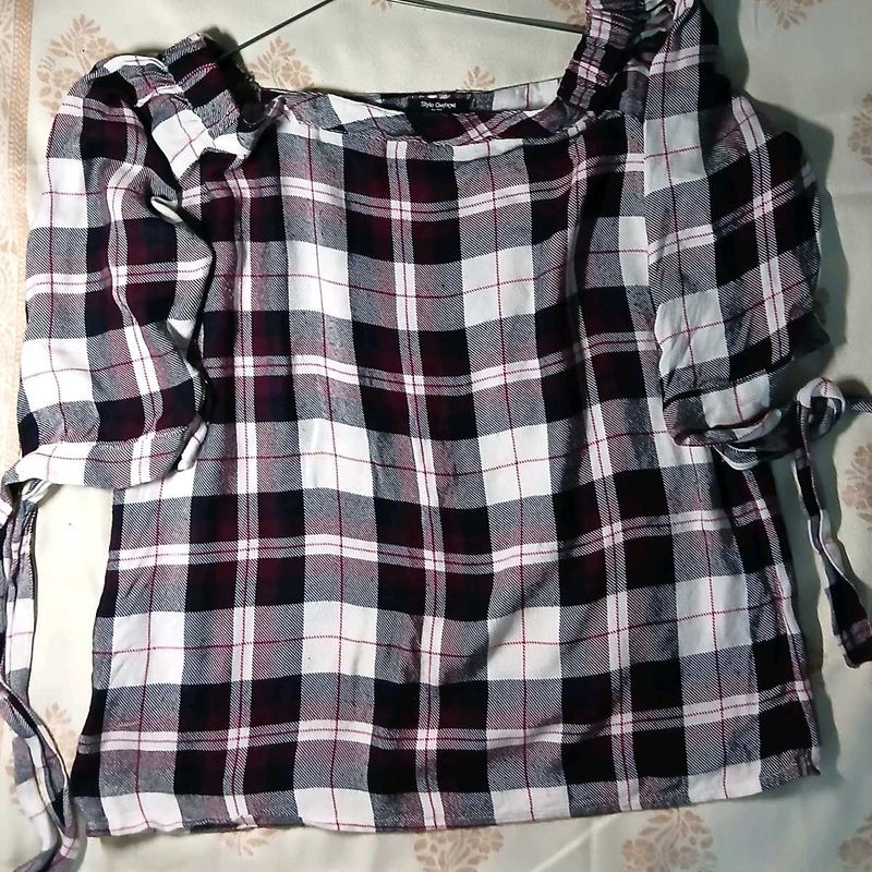 White &amp; Maroon Checked shirt