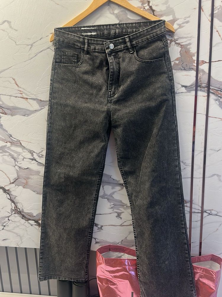 Gray High west Wide Leg Jeans Waist-28