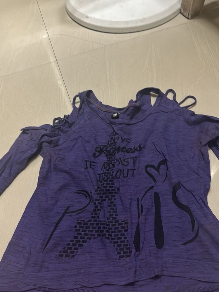 Cute Purple Eiffel Tower Graphic Top