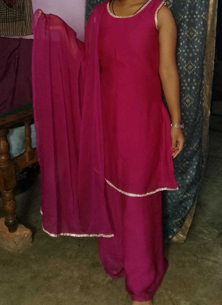Magenta Kurta Set with Dupatta