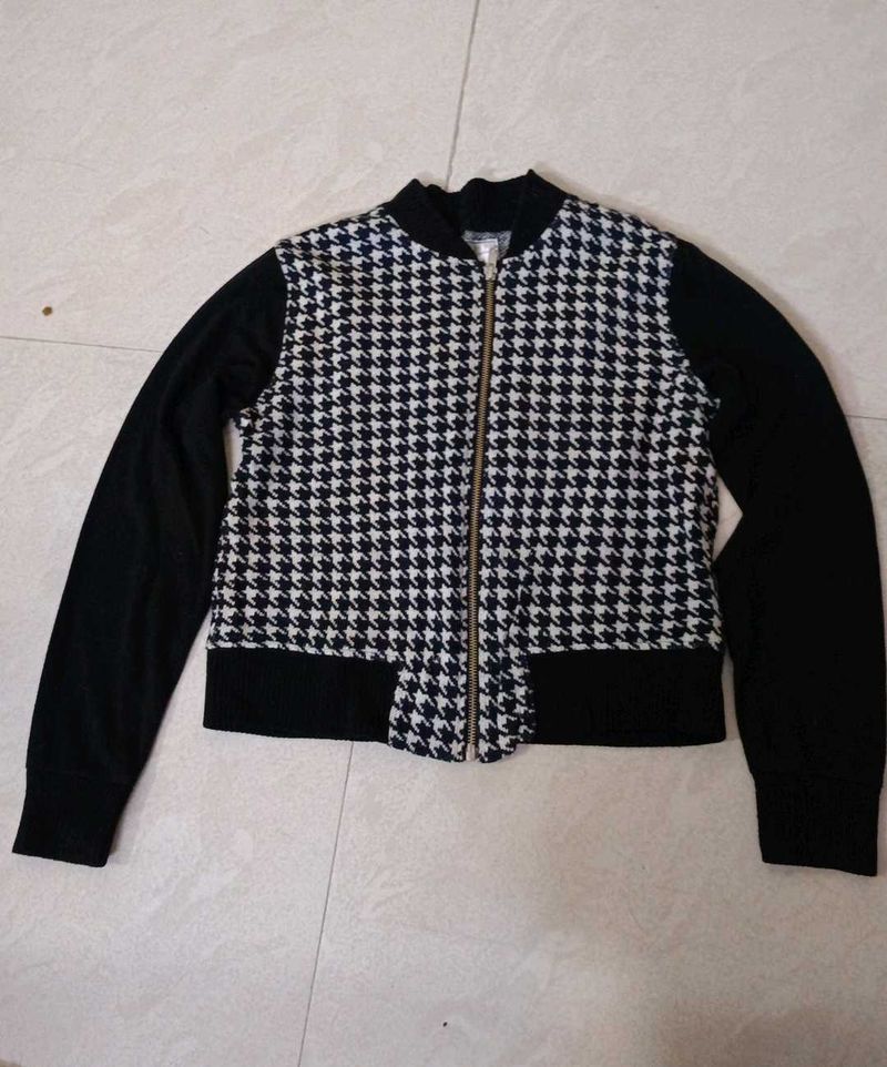 Houndstooth Bomber Jacket