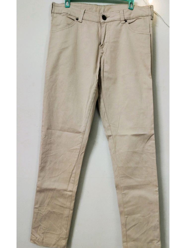 Off White Formal Pant For Ladies