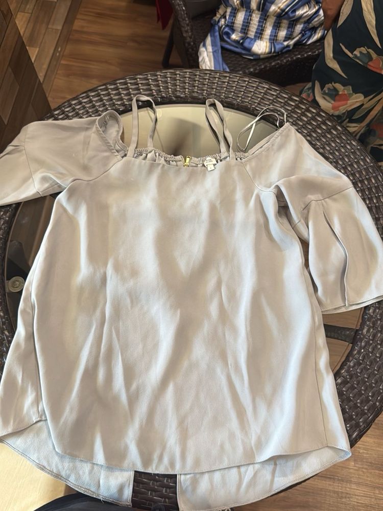 Light Gray Cold Shoulder Top
