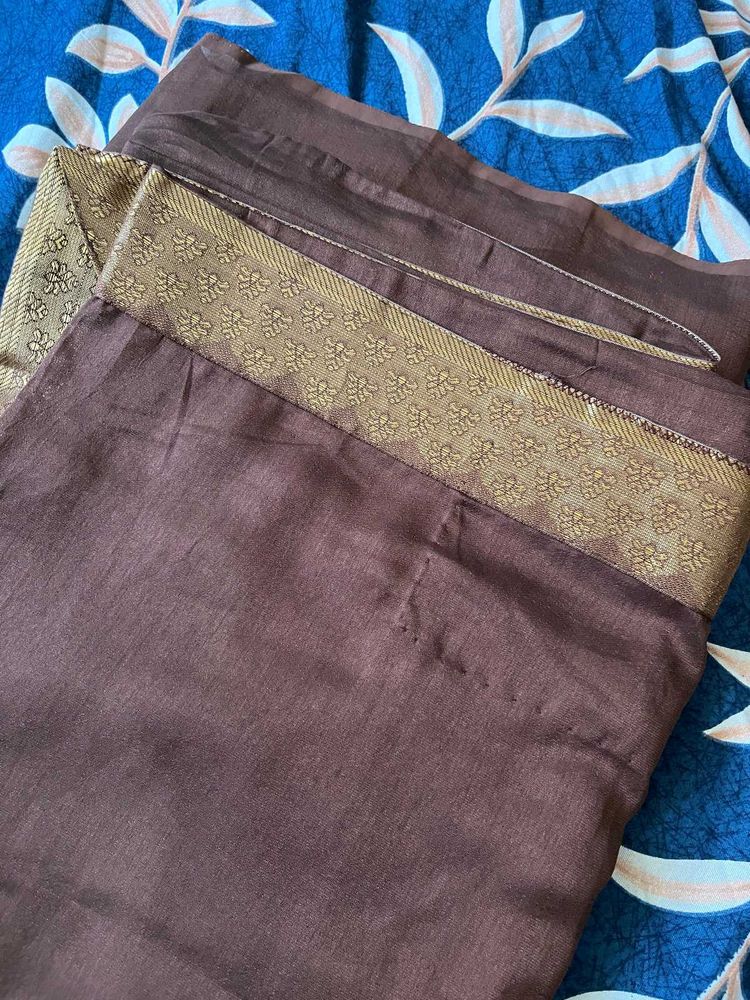 Elegant Brown Saree with Golden Border