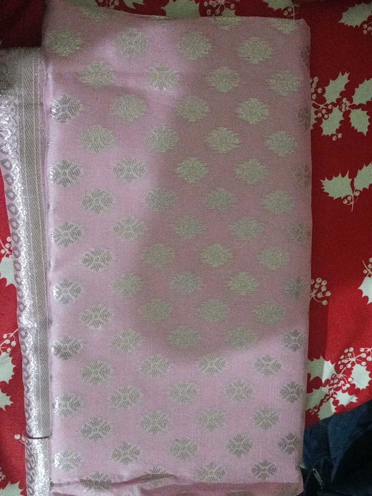 Pink Jacquard Dress Material