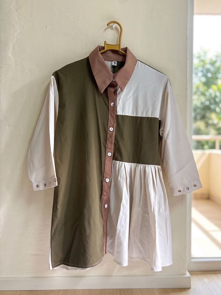 Color Block Shirt Dress