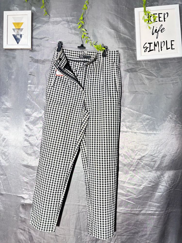 Zara Gingham Check Trousers