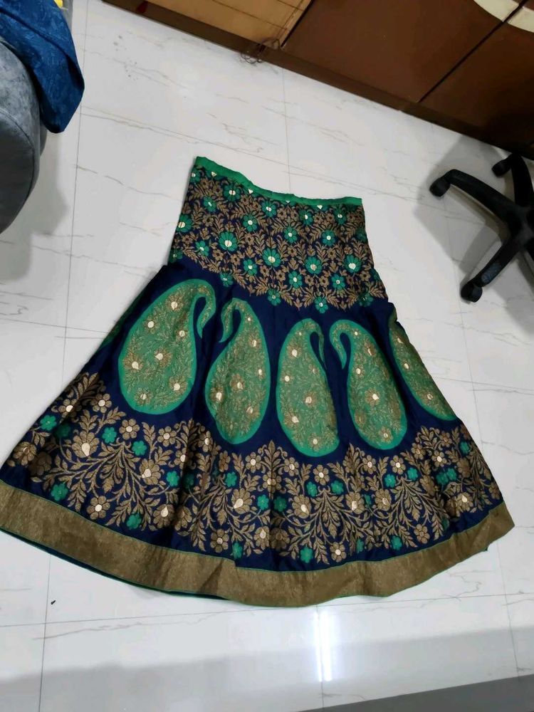 Beautiful Blue &amp; Green Embroidered Skirt