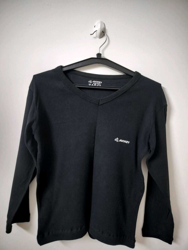 Jockey Men's Black V-Neck Long Sleeve T-Shirt