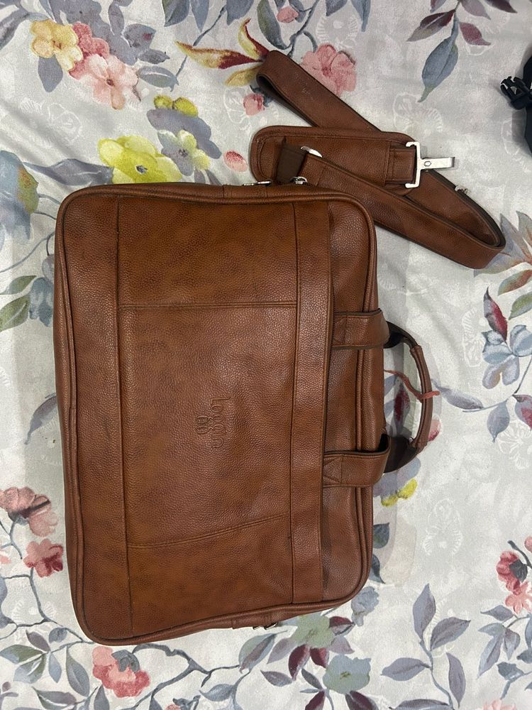 Classic Leather Briefcase with Strap