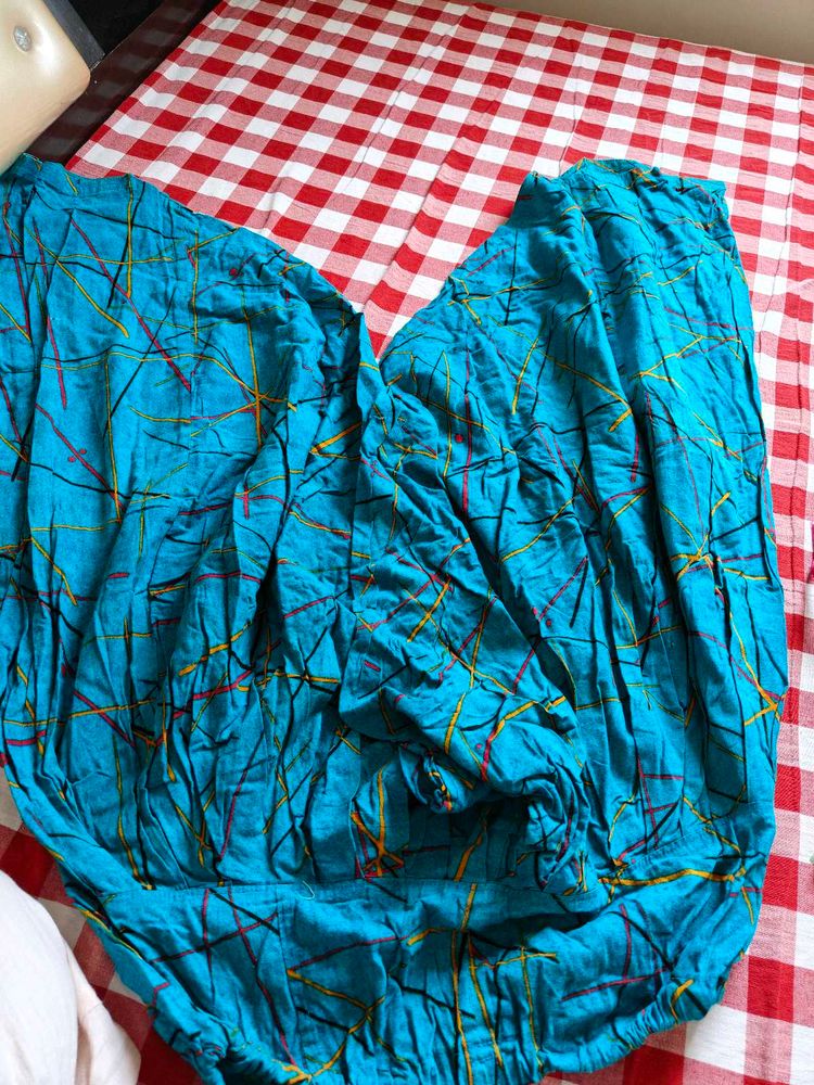 Teal Patiyala  with Abstract Print