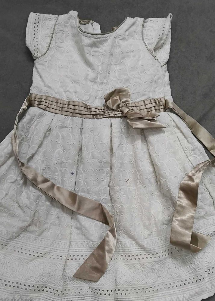 Cute White Dress with Bow