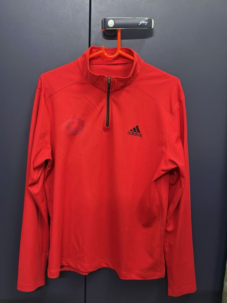 Adidas Red 1/4 Zip Pullover Sweatshirt