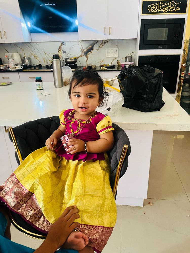 kids lehaga choli Yellow and Pink Baby Dress 6-12