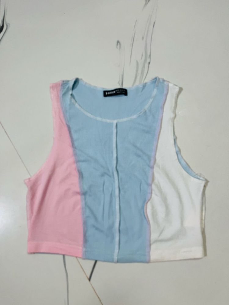 Colorblock Crop Tank Top