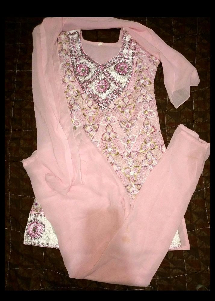 Embroidered Pink Salwar Kameez Suit