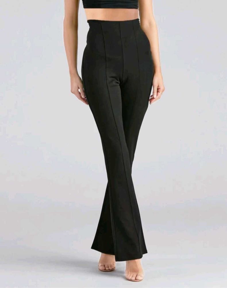 Women Regular Fit Black Cotton Blend Trouser