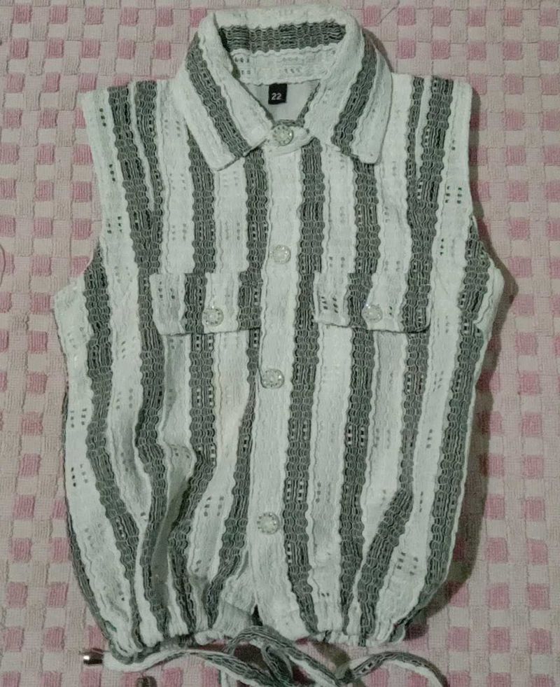 Stylish Sleeveless Striped Top