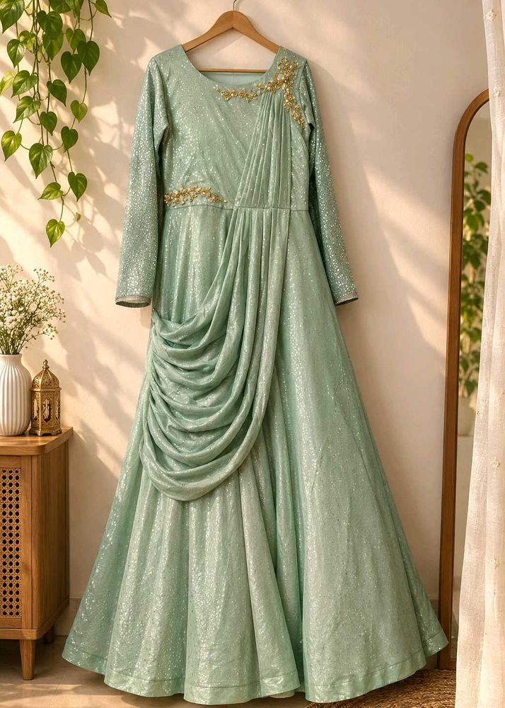 Sparkling Mint Green Ethnic Gown
