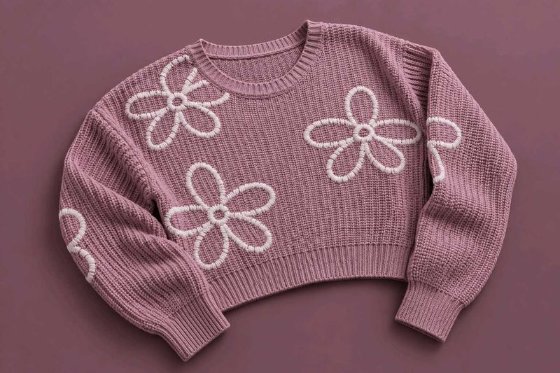 DUSTY PINK FLORAL KNIT SWEATER