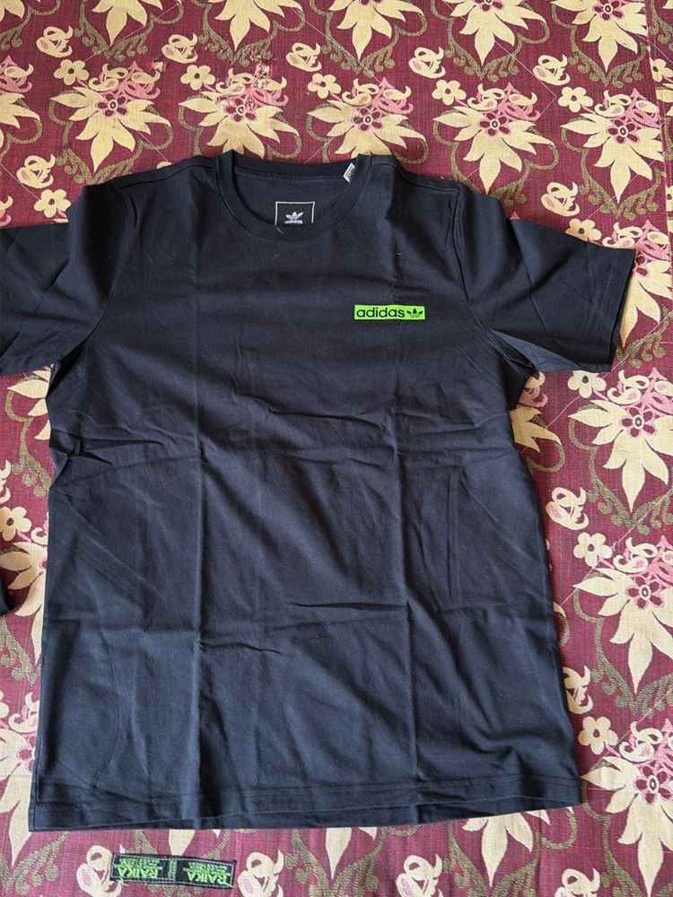 Black T-Shirt with Floral Print