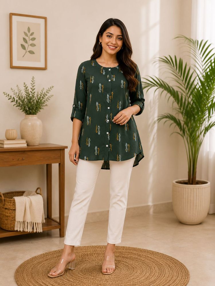Stylish Green Printed Kurta for Women