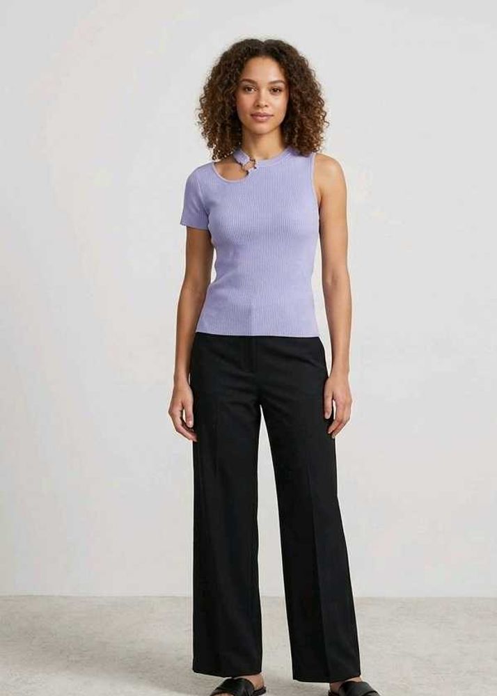 Stylish Lilac Cut-Out Top