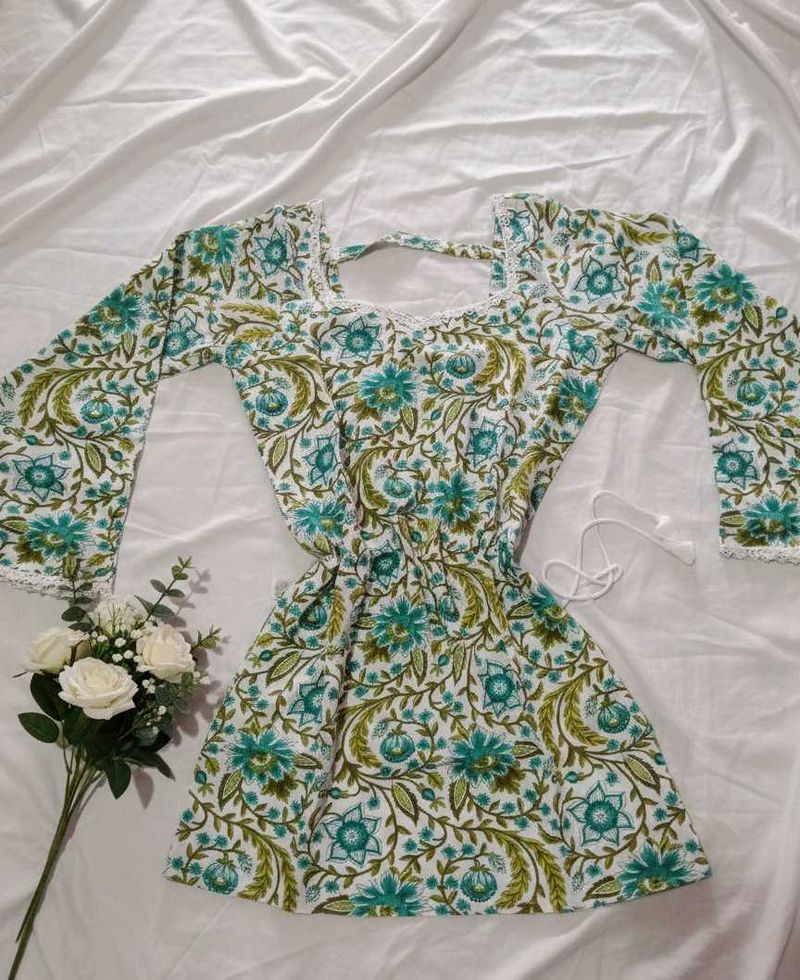 Floral Print kurti with lec pattern