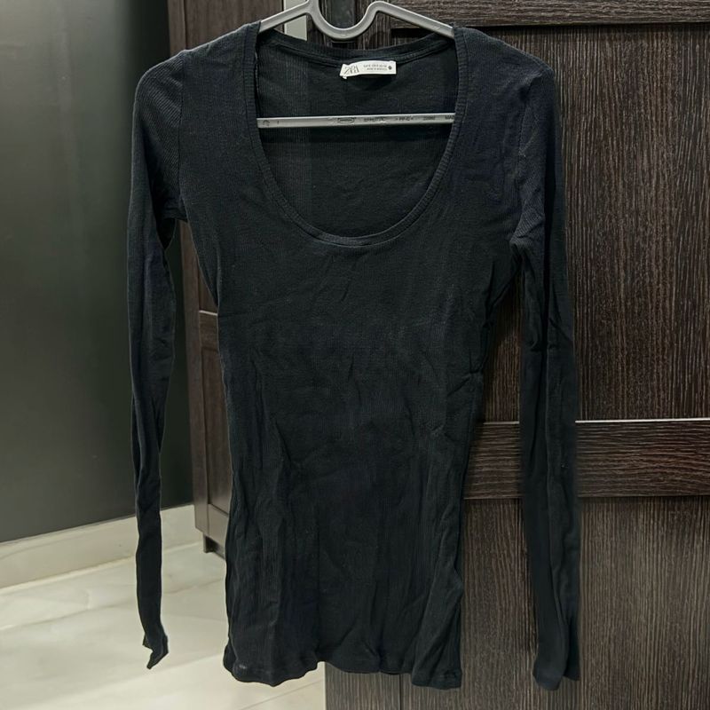 Zara Black Long Sleeve Top