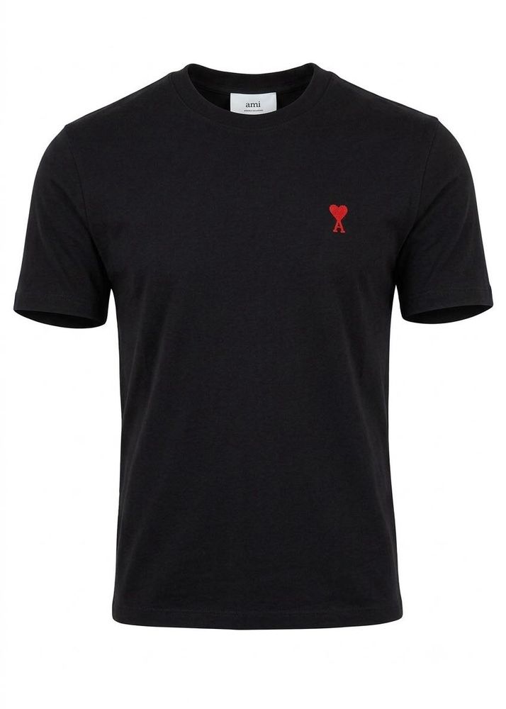 AMI Paris Black T-Shirt Loose Fit Unisex