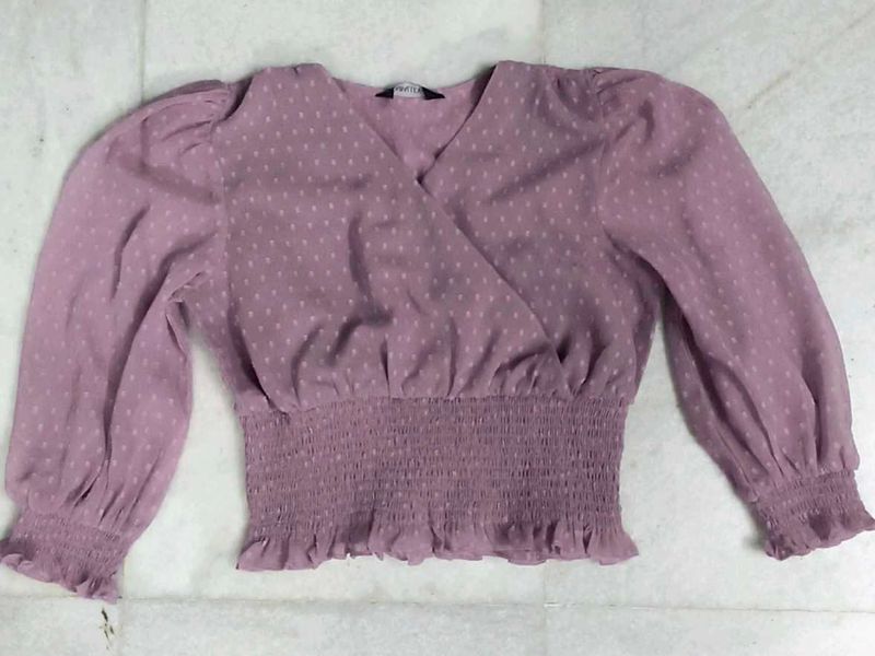 Chic Lilac Smocked Wrap Top