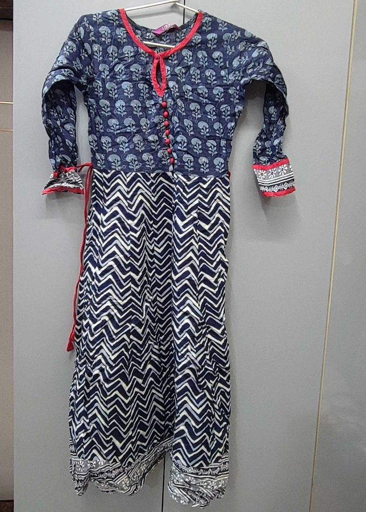 Chic Navy Blue Printed Kurta